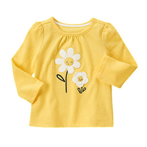 【现货】美国金宝贝童装女童太阳花黄色长袖T恤