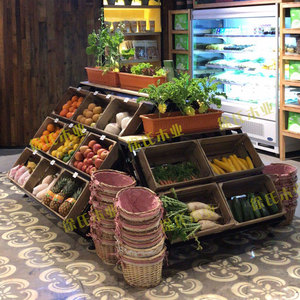 钢木果蔬架生鲜超市水果店蔬菜货架 中岛百果园生鲜展示架商用
