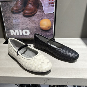 MIO米奥单鞋2024春新款时尚编织休闲舒适平底女鞋单鞋M241440802