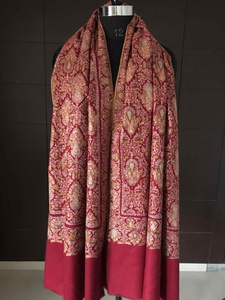 印度克什米尔羚羊绒披肩围巾真丝线手绣大师级收藏品老绣