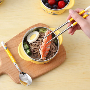 韩国利房小黄人儿童练习筷宝宝不锈钢餐具学生饭碗餐盘套装训练筷