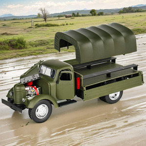 怀旧1:36 CA10解放卡车军事运输卡车模型合金声光儿童礼品玩具