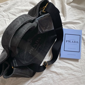 【已售】普拉达 Prada 牛仔沙滩单肩斜挎包 人气黑色中号 95新