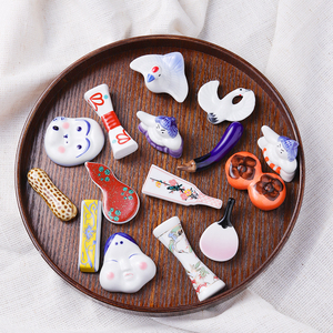 创意料理餐具日式和风陶瓷筷架卡通刺身盘装饰摆件家用复古筷子托