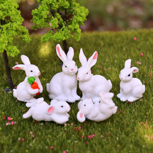 可爱小白兔子集合公仔摆件仿真动物水族微景观多肉植物花盆装饰品