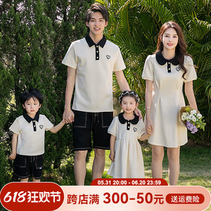 网红亲子装一家三口家庭装洋气韩版母女装女童连衣裙炸街母子夏季