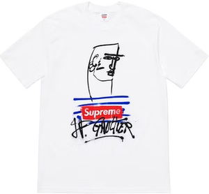 现货Supreme Jean Paul Gaultier Tee艺术家bogo涂鸦人像 T恤19SS