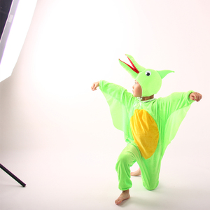 儿童卡通绿色巨嘴鸟表演服动物飞翼鸟舞蹈演出服长款长款套装头饰