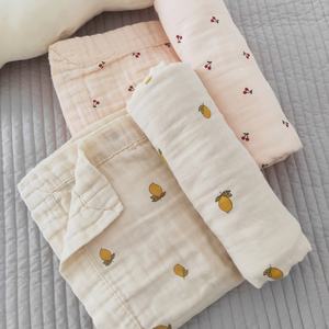 婴儿纯棉纱布浴巾有机棉毯新生儿四层洗澡巾盖毯盖被出口外出毯