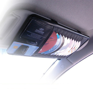韩国现代碳纤维纹汽车cd夹车载cd包光盘放碟片盒卡片收纳袋遮阳板