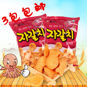 韩国进口食品农心章鱼膨化片酥片烤乌鱼味虾条鱿鱼膨化90g*3包邮