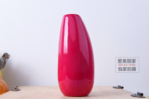 外单ESPRIT玫红色陶瓷鲜绢花瓶水培花插器家居装饰品创意现代简约