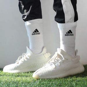 adidas袜子阿迪达斯男袜女袜纯棉运动袜白色足球训练高帮长筒袜子