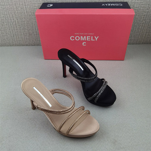 COMELY康莉品牌撤柜凉鞋仙女百搭水钻气质高跟防水台两穿露趾凉鞋