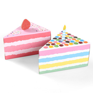 三角形蛋糕形状生日派对创意礼物盒子现货粉色可爱喜糖摆桌糖果盒