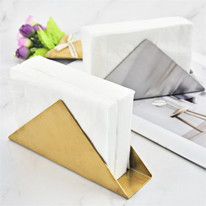 北欧金色不锈钢三角立式纸巾架餐厅酒店金属纸巾座板纸纸巾夹