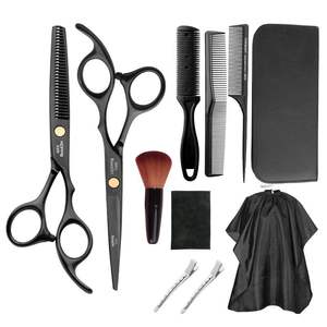 黑色11件套家用理发美发剪刀套装工具平牙剪剪头发剪刀剪发