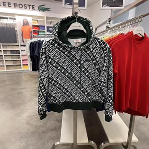 Lacoste/法国鳄鱼 女士联名款纯棉满印花连帽套头长袖卫衣SF7334