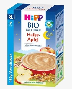 德国Hipp喜宝BIO苹果燕麦晚安米粉米糊 8个月以上宝宝 450g