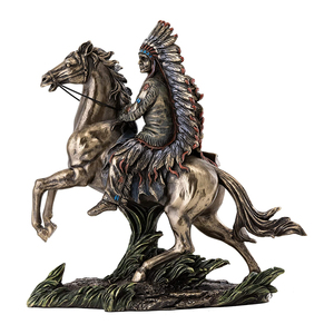 玩品 进口冷铸铜骑马的印第安人土著雕像雕塑摆件摆设工艺装饰品
