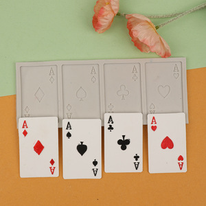 扑克牌A黑桃红心方块梅花翻糖蛋糕装饰模具DIY烘焙硅胶巧克力模具