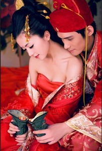 盘子女人坊大红中式婚礼汉服喜服 古装唐朝情侣主题 鸾凤和鸣男女