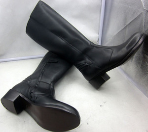 新款14长筒女时装靴硬筒仪仗队皮靴 户外真皮骑士马靴 高筒骑士靴