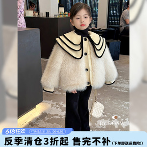 女童加厚大衣2023秋冬装新款童装韩版洋气上衣儿童洋气保暖外套潮
