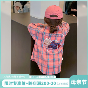 女童衬衫2024春装新款儿童装韩版洋气上衣宝宝长袖格子外套