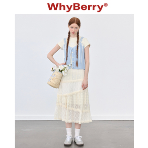 WhyBerry 24SS【套装】蝴蝶结吊带纯色背心&白色蕾丝蛋糕裙中长款