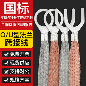 6平方紫铜法兰静电跨接线 法兰接地线防爆铜编织带法兰连接线定做