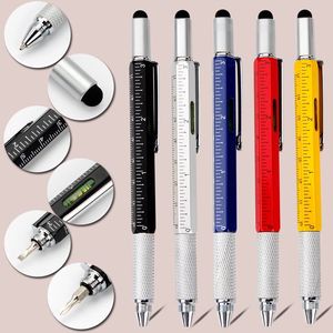 六合一多功能工具笔金属圆珠笔触屏笔电容笔水平仪螺丝刀刻度尺