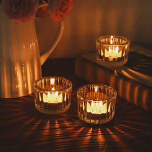 光影竖条纹烛杯 氛围感摆件 浪漫烛光晚餐装饰布置拍照道具烛台