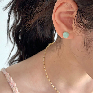 回馈2件包邮LL2韩国代购925银针糖果耳钉夏日马卡龙色小圆珠耳环