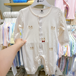 乐比拉婴儿衣服夏季长袖薄款连体衣纯棉超薄男女宝宝爬服空调服