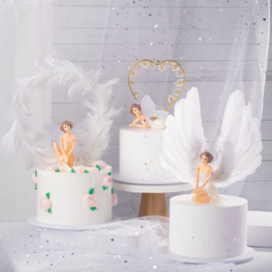 花仙子生日蛋糕装饰珍珠羽毛花环插件情人节表白女孩生日烘焙配件