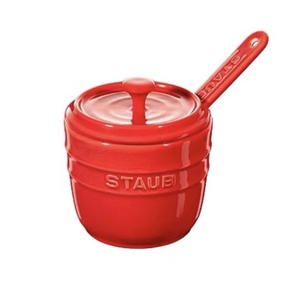 法国Staub珐琅陶瓷 糖罐盐罐调料罐调味瓶调料勺樱桃红长碟
