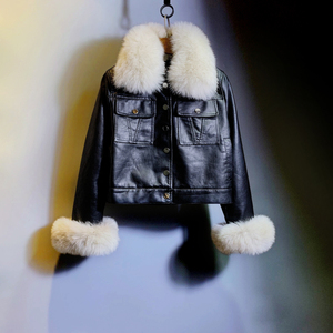 气质版 真狐狸毛领皮衣外套女冬季新款韩版宽松加厚短款机车夹克