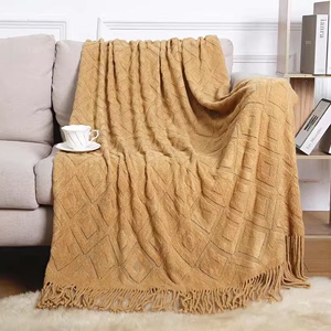 夏季空调毯针织毯 千鸟格流苏沙发毯子 小毛毯床尾美式毛线午睡毯