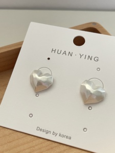 全新日韩女拉丝心型耳钉银针简约气质可爱耳环设计感耳饰
