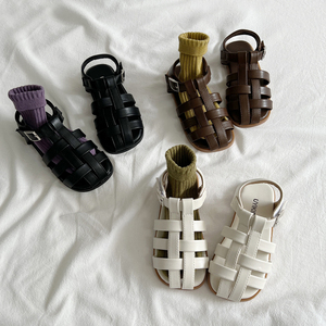 韩版东大门同款儿童罗马鞋夏季男女童森系复古编织包头凉鞋休闲鞋