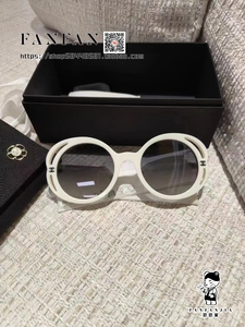 Chanel/香奈儿 23K秋冬系列 白色山茶花纹镂空圆框墨镜太阳镜