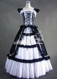 Lolita洋装 维多利亚哥特式cosplay连身长裙 洛丽塔晚礼服 可定做