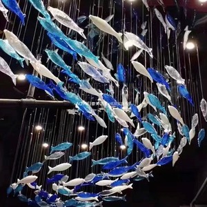 玻璃鱼海洋主题空中吊饰橱窗装饰酒吧餐厅酒店创意吊顶艺术挂饰件