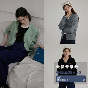 Letm春天糯唧唧的北欧风刺绣撞色V领显瘦羊毛春季针织开衫外套女