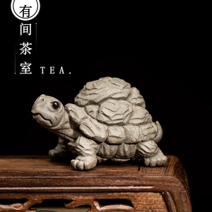 茶宠摆件宜兴紫砂可养乌龟雕塑将军龟茶玩把件茶盘家居装饰品礼品