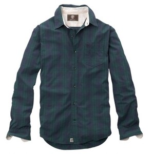 【美国官网】Timberland 2742J 男款绿色/深蓝色暗纹格子衬衫