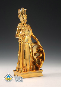 游乐堡 圣斗士圣衣神话树脂场景 雅典娜 雕 神像 金色电镀版 现货