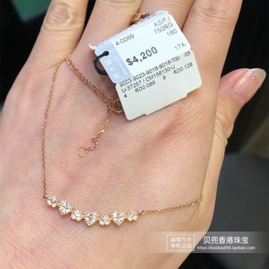 香港周大福专柜正品18K/750玫瑰金大小爱心排列镶钻石项链套链