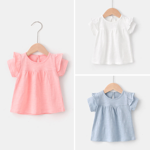 女童婴儿衣服可爱花边短袖T恤夏装儿童宝宝3岁6个月9上衣Y6120